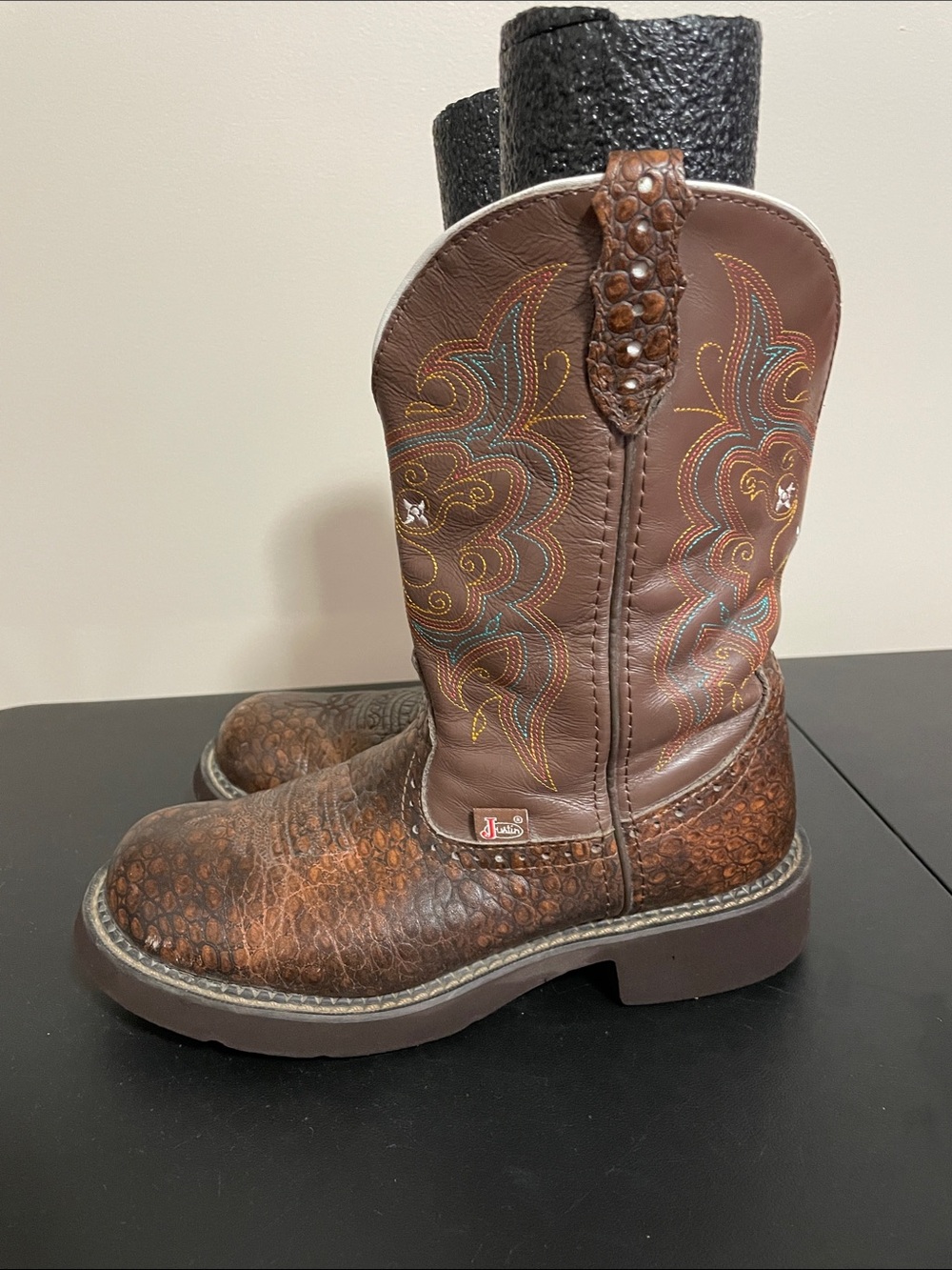 Justin Gypsy Brown Embroidered Western Boots Size 8.5